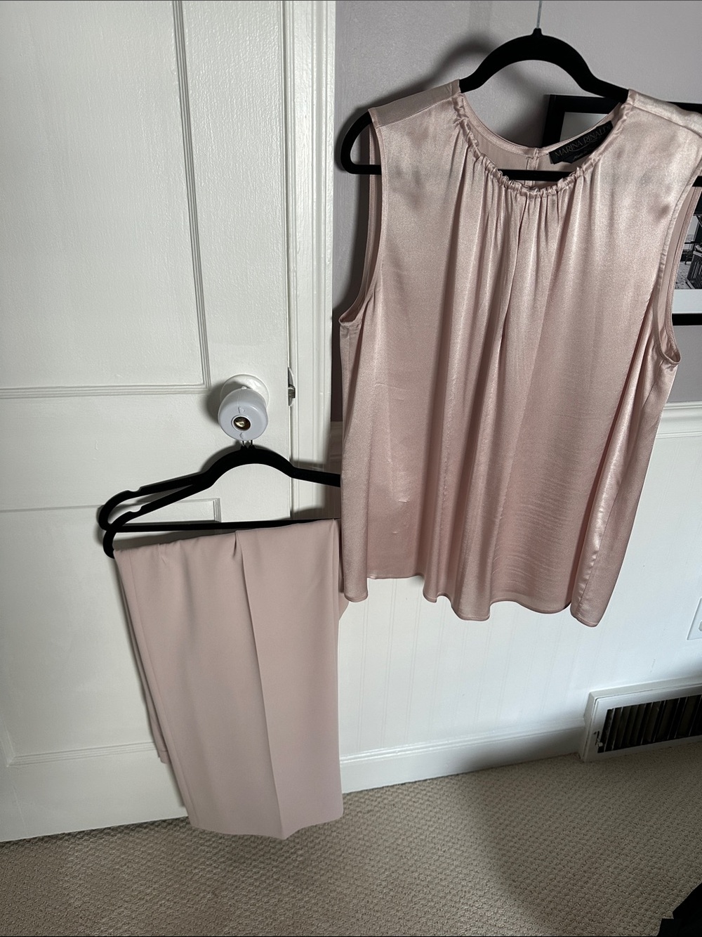 Women’s Blush Pink Satin Cami & Trouser Pantsuit Set